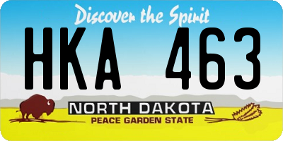 ND license plate HKA463