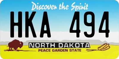 ND license plate HKA494