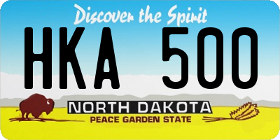 ND license plate HKA500