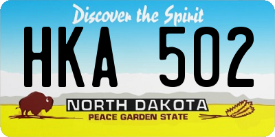 ND license plate HKA502