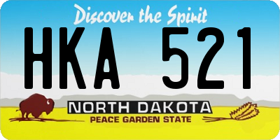 ND license plate HKA521