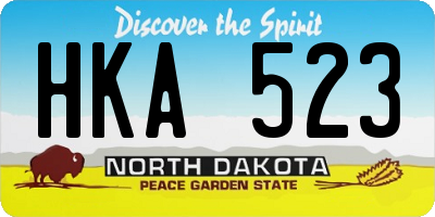 ND license plate HKA523