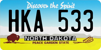 ND license plate HKA533