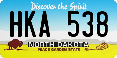 ND license plate HKA538