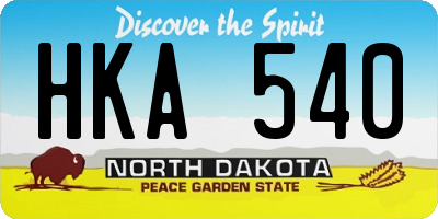 ND license plate HKA540