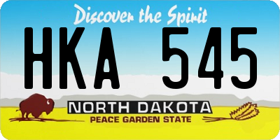 ND license plate HKA545