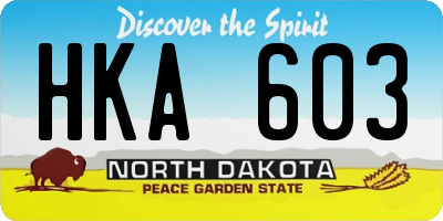 ND license plate HKA603