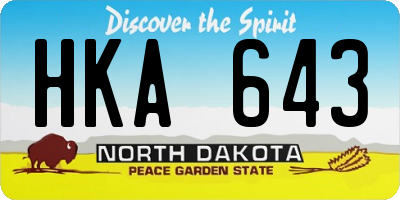 ND license plate HKA643
