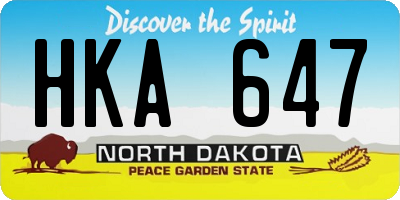 ND license plate HKA647