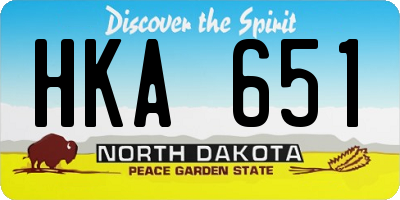 ND license plate HKA651