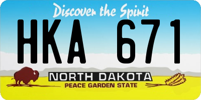 ND license plate HKA671