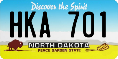 ND license plate HKA701