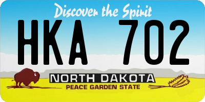 ND license plate HKA702