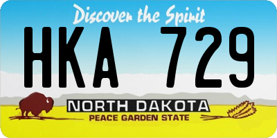 ND license plate HKA729