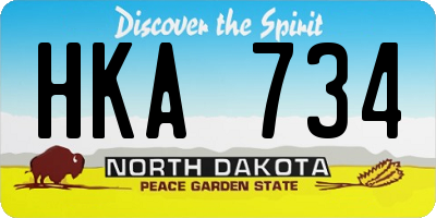 ND license plate HKA734