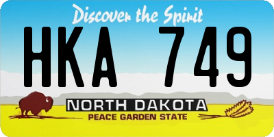 ND license plate HKA749