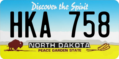ND license plate HKA758