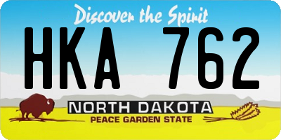 ND license plate HKA762