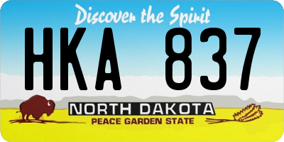 ND license plate HKA837