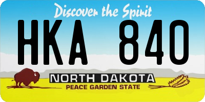 ND license plate HKA840