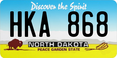 ND license plate HKA868