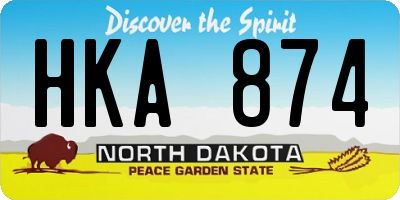 ND license plate HKA874