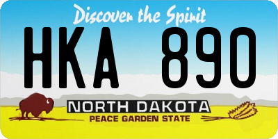 ND license plate HKA890
