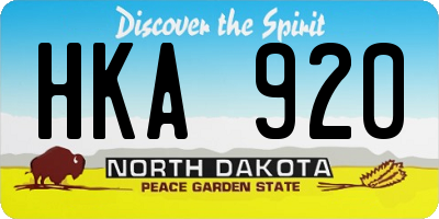 ND license plate HKA920