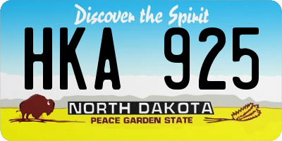 ND license plate HKA925