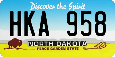 ND license plate HKA958
