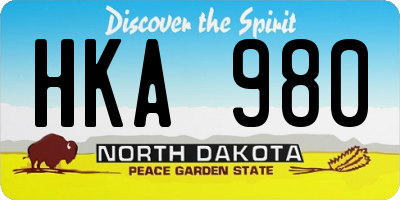 ND license plate HKA980