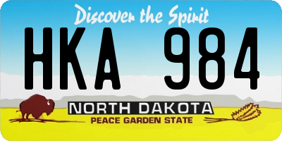 ND license plate HKA984