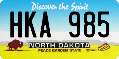 ND license plate HKA985