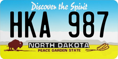 ND license plate HKA987