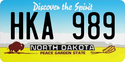 ND license plate HKA989