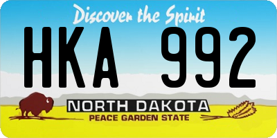 ND license plate HKA992