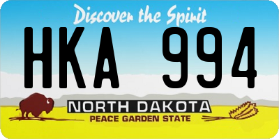ND license plate HKA994