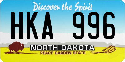 ND license plate HKA996