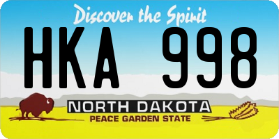 ND license plate HKA998