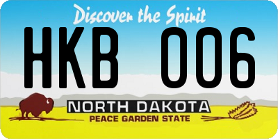 ND license plate HKB006