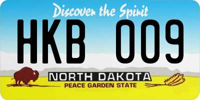 ND license plate HKB009