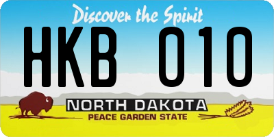 ND license plate HKB010