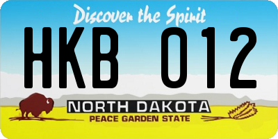 ND license plate HKB012