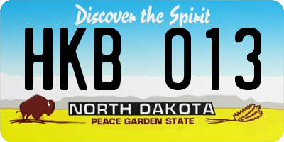 ND license plate HKB013