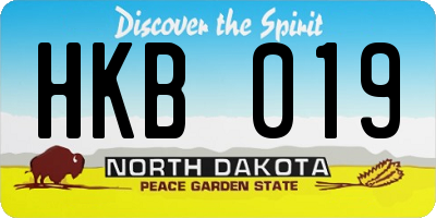 ND license plate HKB019