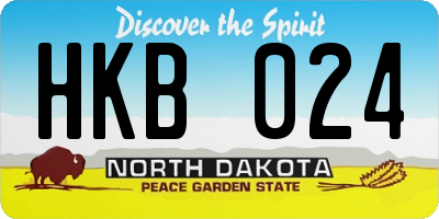 ND license plate HKB024