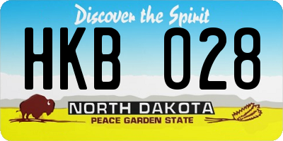 ND license plate HKB028