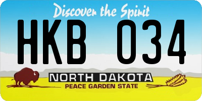 ND license plate HKB034