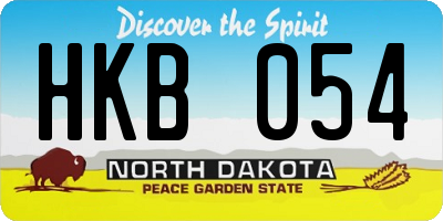ND license plate HKB054