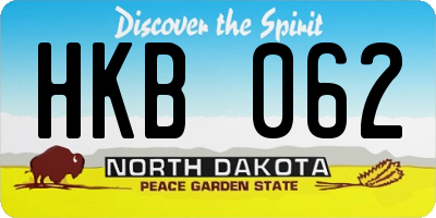 ND license plate HKB062